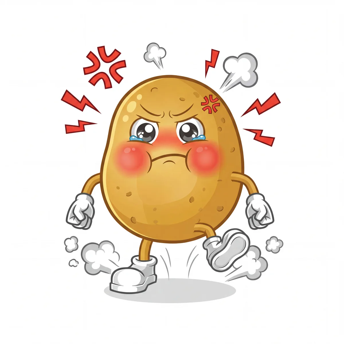 화가 난 표정으로 씩씩거리는 킹받감자